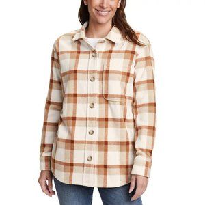 NWoT Eddie Bauer Women's Microfleece Shirt Jacket Tan Check Size 2XL $75 EE343